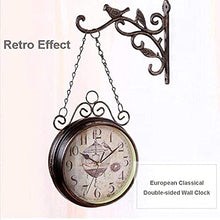 saditesdk Wall Clock, Outdoor Wall Clock Weatherproof, Double-Sided Garden Wall Clocks, Outdoor Wrought Iron Garden Ornaments, Easy to Read，