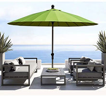 LumaGrove 9ft/270cm Large Outdoor Market Table Umbrella,Round Parasol with Tilt Adjustable and Crank, Aluminum Sunshade Umbrella(Green)