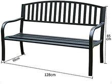 KLYCHF Garden Bench Outdoor Bench Patio Bench Front Porch Furniture Outdoor Park Bench Lounge Chair Cast Iron Steel Frame Metal Garden Back Seat Outdo (A with Cushion) (C Without Cushion)