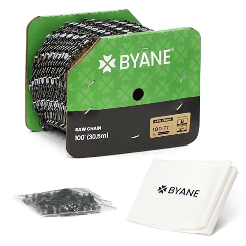 BYANE 100-Foot Chainsaw Chain Bulk Reel .325" Pitch .063" Gauge