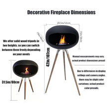 Minimalist Wooden Leg Tripod Fireplace, Smoke-Free and dust-Free,Black