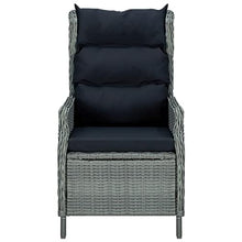 Molumvel 7 Piece Patio Dining Set with Acacia Wood Table and 6 Reclining PE Rattan Chairs, Outdoor Garden Furniture Set Light Gray