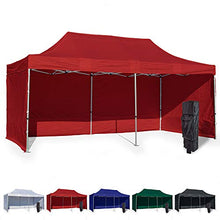 Vispronet 10x20 Instant Canopy Tent and 3 Side Walls – Commercial Grade Aluminum Frame with Water-Resistant Canopy Top and Sidewall – Bag and Stake Kit Included (Red)