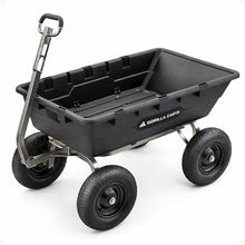 Gorilla Carts Poly Dump Cart, 1500 lb. Capacity, 10 Cu Ft, Black