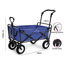 Handcart, Folding Garden Trolley Cart Heavy Duty Wagon Multi-Function Shopping Cart Load：80Kg