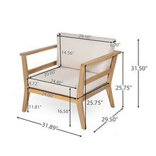 Merax 4 Piece Acacia Wood Patio Seating Set, Loveseat+2 Chairs+Coffee Table