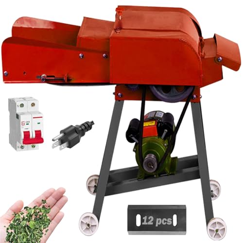 TXMACHINE® Grass cutting machine Hay Crusher Chaff Cutters Corn Straw Cutter Pulverizer for Feed Process with conveyor belt Miniature Circuit Breaker 2.2KW (custom voltage, 12 blades)