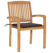 Kaorsrow 8 Pcs Stacking Patio Chairs with Cushions Solid Teak Wood