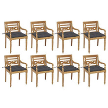 HEFZGDB 8-Piece Batavia Chairs with Cushions, Solid Teak Wood Outdoor Dining Set, Weather-Resistant Patio Seating with Comfortable Cushions for Garden and Terrace