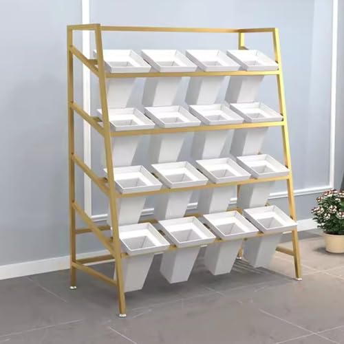 TBLOTYD 4 Tier Plant Stand Metal Flower Display Stand with 16 Pcs Buckets, Indoor Outdoor Heavy Duty Ladder Plant Shelf Flower Rack - Ideal for Flower Shops, Homes, Cafés, and of