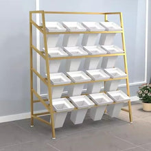 TBLOTYD 4 Tier Plant Stand Metal Flower Display Stand with 16 Pcs Buckets, Indoor Outdoor Heavy Duty Ladder Plant Shelf Flower Rack - Ideal for Flower Shops, Homes, Cafés, and of