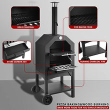 Outdoor Pizza Oven Wood Fire Wood Fired Pizza Oven for Outside with Waterproof Cover, 12" Pizza Stone, Pizza Spatula and 4pcs Grill Rack by DNKMOR