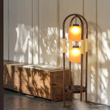 ZHONGCHENGWU Floor Lamp Vintage Iron Glass Shade Floor Lamp, Floor Lamp with Carved Base, Living Room Lamp Bedroom Bedside Ambient Light