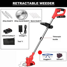 String Trimmer Electric Lawn Mower Small Household Lawn Mower The Best Assistant for Gardens and Farms with Plastic Blade Lithium Battery Charger (9000ma Battery*1)