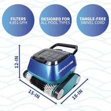 Aqua Select Meridian 5 Robotic Pool Cleaner for Inground & Above Ground Pools | Focus Flow Cleaning Technology | Cleans Floors Walls & Waterline | Top-Load Filter Cartridge | 60 Ft Swivel Cord