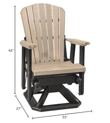 American Furniture Classics OS Home and Office Model 510WWBK Fan Back Swivel Glider in Weatherwood with a Black Base