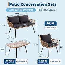 Garvee 4 Piece Patio Bistro Set, Outdoor Wicker Bistro Furniture Sets
