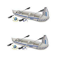 Sea Eagle 370 Deluxe 2 Person Inflatable Portable Sport Kayak & Paddles (2 Pack)