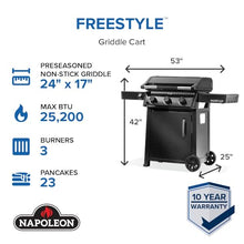 Freestyle™ 24 Inch Pre-seasoned Non-Stick Griddle, Natural gas