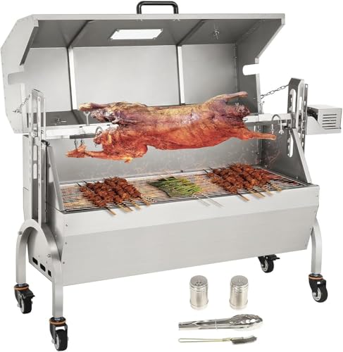 Wrobelax Rotisserie BBQ Grill for Pig Lamb Chicken - 50W 132 LBS Spit Roaster Perfect for Outdoor Cooking and BBQ Parties