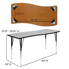 Flash Furniture Wren Rectangular Wave Grey Activity Table Adjustable Legs