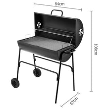 Charcoal Barbecue, Portable Barrel Barbecue with Warming Rack, Air Vents & Wheels, Barrel Charcoal BBQ Grill With Lid Cover, Built-in Temperature Gauge, for Grilling Meat, Fish & Vegetables