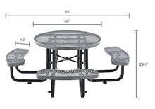 Global Industrial 46" Round Picnic Table, Expanded Metal, Gray