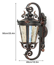 ALDEPO Wall Lamp 1-Light Outdoor Exterior Wall Down Lantern Corridor Sconce Traditional Porch Patio Lighting Fixture with One E27 Base, Water-Proof, Cast Aluminum Housing, Glass Panels (Color : XL)