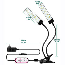1-4 Heads Grow Light for Indoor Plants, Clip on Plant Growing Lamp, 3/9/12 Timer, 360° Adjustable Gooseneck, 5 Segment Dimming Mode, 3 mo