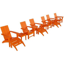 Costaelm Palms 12-Piece Modern Poly Folding Adirondack Chair Set with Ottoman and Side Table Orange