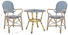 SAFAVIEH Outdoor - Hooper California 3 Piece Bistro Set - Navy & White Faux Wicker & Aluminum Frame - Coastal Design - Ideal for Patio, Deck, Sunroom, Dining Area (PAT9501A-KIT2)