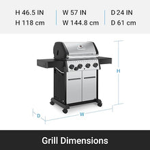 Broil King 865364 Crown S 440 4-Burner Propane Gas Grill in Stainless Steel with Side Burner