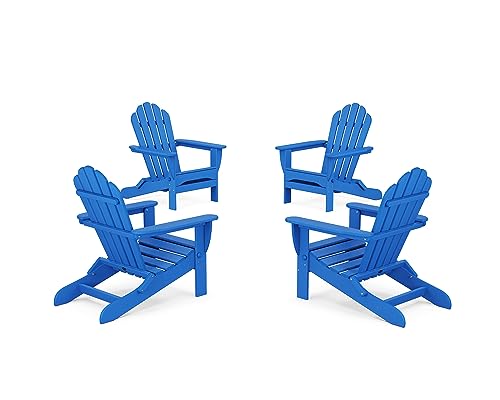 Trex Outdoor Furniture 4-Piece Monterey Bay Folding Adirondack Chair Conversation Set in Pacific Blue