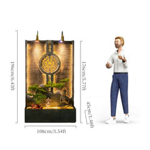 Indoor Outdoor Resin Zen Fountain Wall with Buddha & LED Lights, Large Water Feature with Circular Design, Landscape Decor with Pump, for Garden, Entryway & Living Room