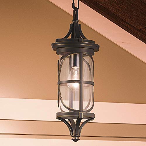 Urban Ambiance Luxury Rustic Outdoor Pendant Light, Large Size: 22" x 7-1/2", with Old World Style Elements, Olde Bronze Finish, UHP1182 from the Brussels Collection