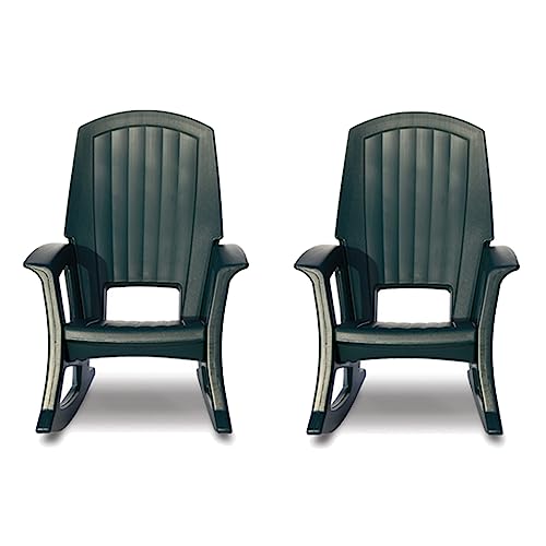 Semco Rockaway Heavy Duty All Weather Rocking Chair, Green, 2 Pack
