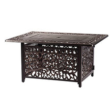 Oakland Living Rectangular 48 in. x 36 in. Aluminum Propane Black Fire Pit Table with Fire Beads, Lid, Propane Tank Cover and Table Fabric Covers, 57,0000 BTU in Copper Finish