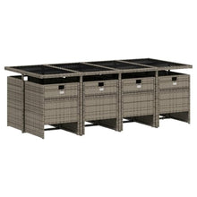 AMBERARD Patio Dining Set Set of 8 Gray PE Rattan 8-Seater Foldable Furniture Set