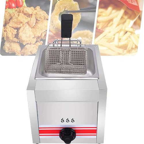 Commercial Gas Fryer,Countertop Stainless Steel Outdoor Cooker,Temperature Controllable,Used in Home Kitchens,Restaurants (10L)