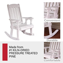 Amish Casual Heavy Duty 600 Lb Mission Pressure Treated Rocking Chair with Cupholders (Semi-Solid White Stain)
