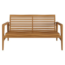 Modway Hayden 56 Inch Outdoor Teak Wood Loveseat in Natural - Mid-Century Modern Slatted 2-Seater Patio Bench Sofa for Deck, Garden, Pool, Porch