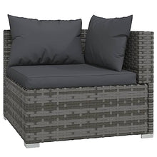 Heofavd 6-Piece Grey PE Rattan Garden Lounge Set Modular Outdoor Sectional Furniture 24.8x23.6x11.8 in Weather-Resistant Cushions for Patio Balcony Backyard