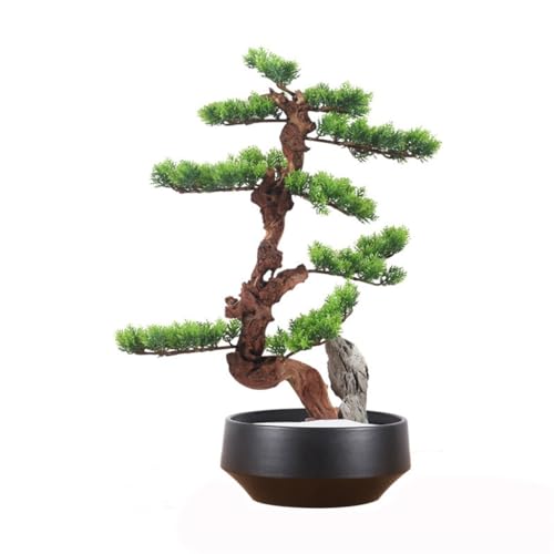 QWERAXZG Home Chinese Simulation Welcome Pine Ornaments, Hotel Office Living Room Desktop Green Plant Handicrafts