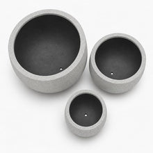 Set of 3 Round Polystone Indoor/Outdoor Planters, Gray