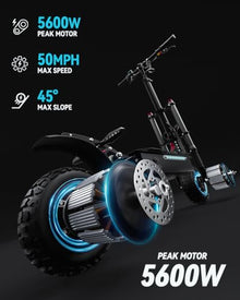 COFANSON Adults Electric Scooter 60V5600W Dual Motor 50MPH 50Miles Range Black