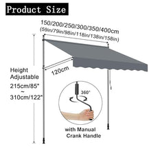 Manual Retractable Awning Balcony Window Sun Shade Shelter, Folding Umbrellas Outside, Waterproof Canvas, Sturdy Heavy-Duty Frame, Canopy for Outdoor Patio Deck Garden Dining Room(Blue-White,400cm)