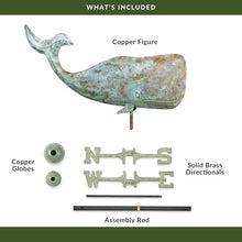 Good Directions 37" Whale Weathervane, Blue Verde Copper, Nautical, Patina