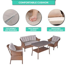 Angora Dinamic Rattan Outdoor Furniture Set – Stylish Garden Patio Set with Table, Double Chair, 2 Single Armchairs, Brown