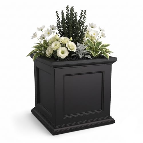 Mayne Fairview 28in Large Square Planter, Black