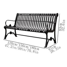 GRFIT Outdoor Bench Garden Bench with Backrest, Outdoor Iron Seat for Multiple People, for Balcony, Patio, Porch and Solarium, Black Garden Bench (Small)